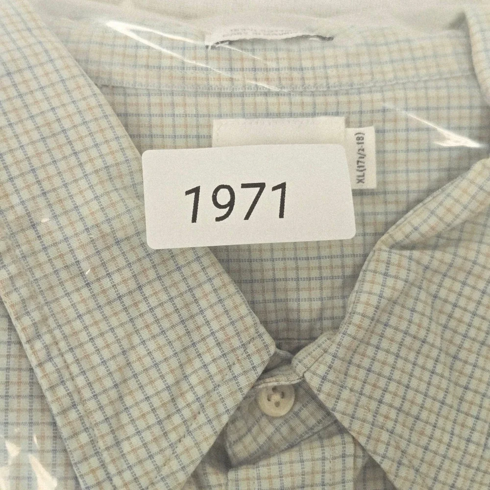 J.Crew Mens XL Long Sleeve Button Down Shirt Green Blue Micro Check Cotton - Picture 9 of 9